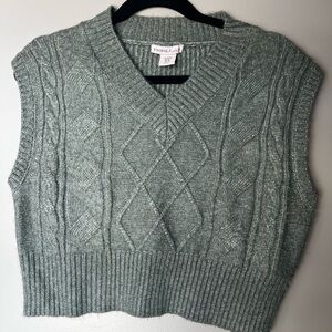 Sincerely Jules Women's V-Neck Cable Knit Sweater Vest - Green